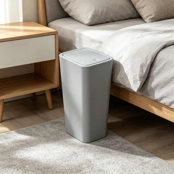 Slim Press Top Trash Can 3 Pack Narrow Waste Basket With Push Lid Odor Resistant Garbage Bin For Bathroom