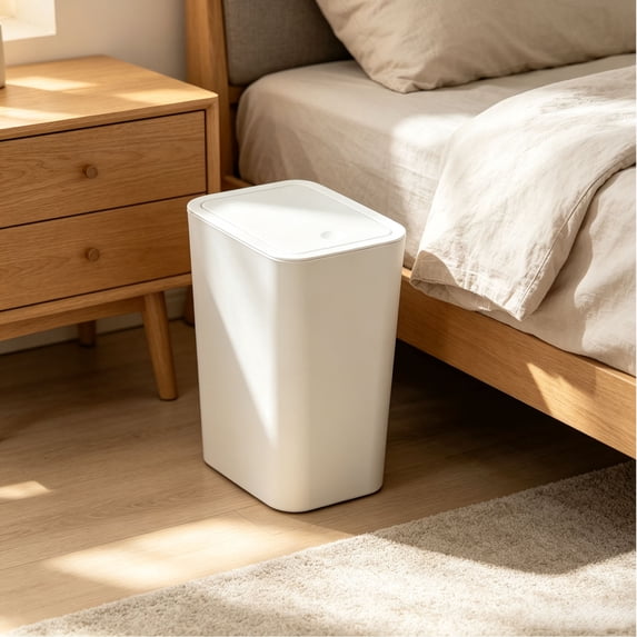 Slim Press Top Trash Can 3 Pack Narrow Waste Basket With Push Lid Odor Resistant Garbage Bin For Bathroom