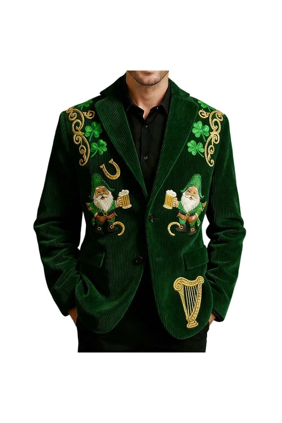 Slim Print Corduroy For – Stylish St Patrick's Day Jacket For Everyday Wear