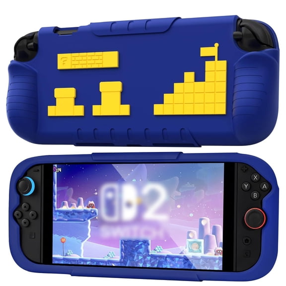 Slim Protective Case for Nintendo Switch 2, Soft Silicone Anti-Slip Shockproof Cover with Ergonomic Grip, Cute Design-Durk Blue