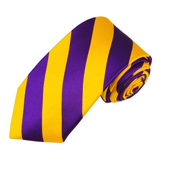 Slim Purple and Gold College Stripe Woven Tie