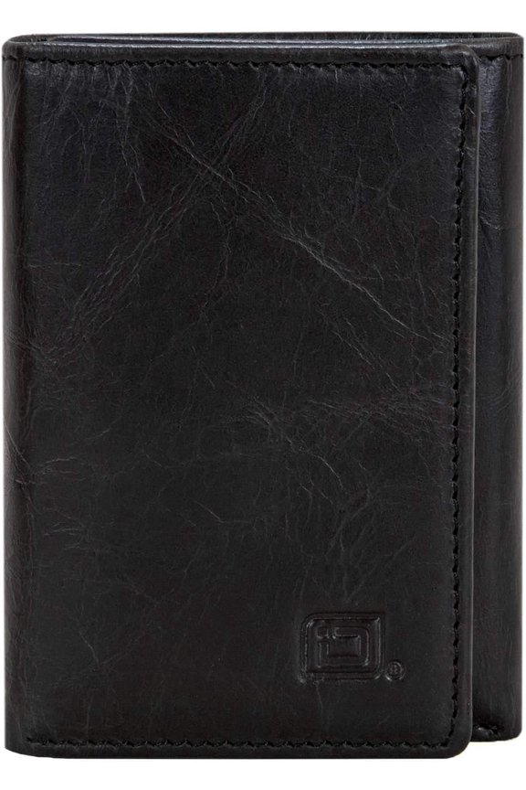 Slim RF Trifold Wallet for Men - Genuine Buffalo Leather - Black