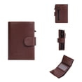 thumbnail image 1 of Slim RFID Blocking Card Holder for Men - PU Leather Multi-Function Business Wallet with Auto-Pop Card Slot, 1 of 12