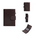 thumbnail image 1 of Slim RFID Blocking Card Holder for Men - PU Leather Multi-Function Business Wallet with Auto-Pop Card Slot, 1 of 12