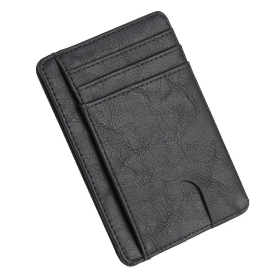 Slim RFID Blocking Leather Wallet, ZzCityTK Ultra Thin Credit Card Holder with 8 Slots, Minimalist Front Pocket ID Case for Men Travel Business, Black