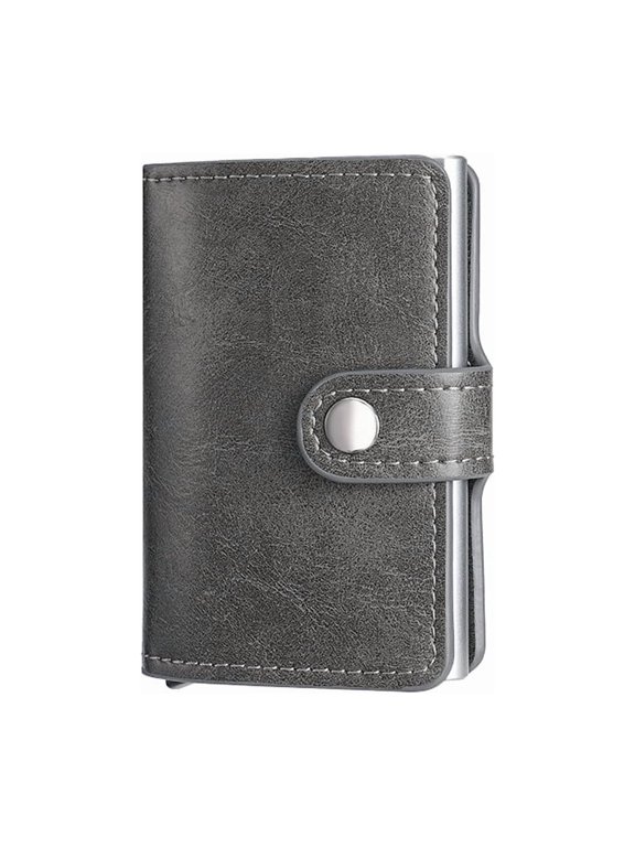 Slim RFID Blocking Metal Card Holder Wallet for Men - Carbon Fiber/Leather, Holds 6 Cards + Cash, Multiple Colors