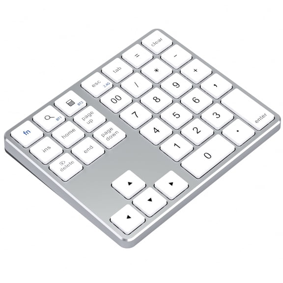 Numeric Keypad Slim Rechargeable Bluetooth 34-Key, White