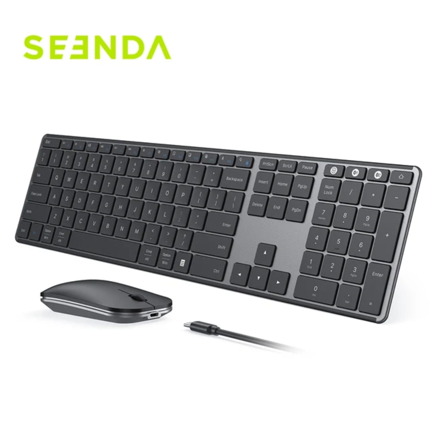 Slim Rechargeable Wireless Bluetooth Keyboard and Mouse Combo for Multi