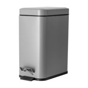 Homefits Trash Bin with Soft Close Lid and Removable Inner Bag, Slim Rectangular 5-Liter Capacity Gray