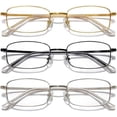 thumbnail image 1 of Slim Rectangular Metal Blue Light Blocking Glasses, Fashion Eyewear, 1 of 8