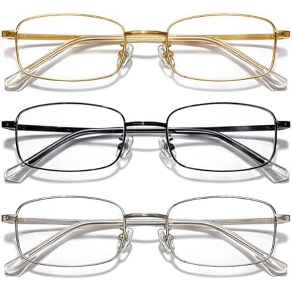 Slim Rectangular Metal Blue Light Blocking Glasses, Fashion Eyewear