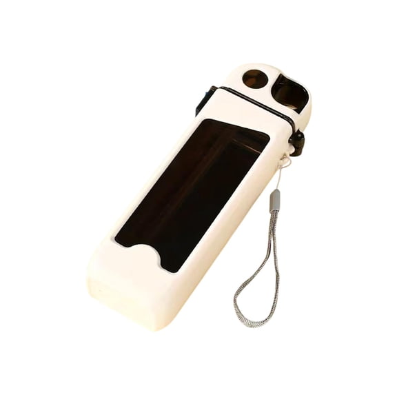 Slim Rectangular Water Bottle, 12 fl oz Plastic Leak-Proof Direct Drink Cup with Lanyard, for Office, Travel & Summer Use