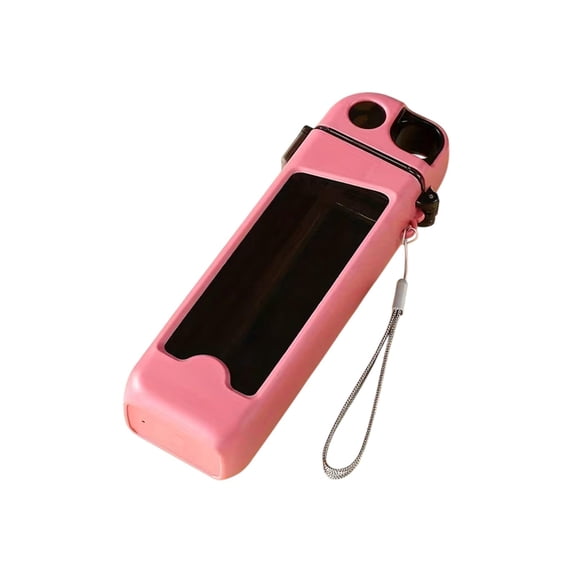 Slim Rectangular Water Bottle, 12 fl oz Plastic Leak-Proof Direct Drink Cup with Lanyard, for Office, Travel & Summer Use
