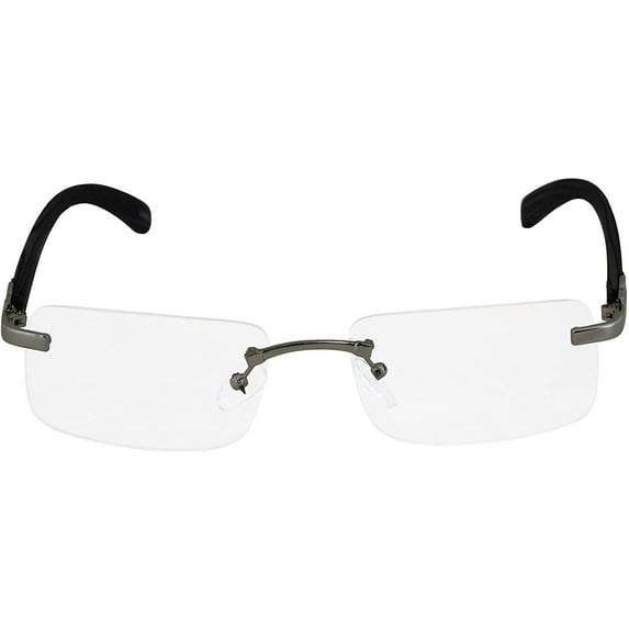 Slim Rimless Rectangular Metal & Wood Art Aviator Sunglasses