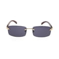 thumbnail image 1 of Slim Rimless Rectangular Metal & Wood Art Aviator Sunglasses, 1 of 10