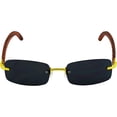 thumbnail image 1 of Slim Rimless Rectangular Sunglasses with Metal Wood Print Frame Luxe Dean, 1 of 4