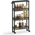 thumbnail image 1 of Slim Rolling Cart, 4-Tier Storage Cart, Narrow Cart with Handle, 5.1 Inches Deep, Metal Frame, for Kitchen, Dining Room, Living Room, Home Office,Ebony Black + Classic Black, 1 of 10
