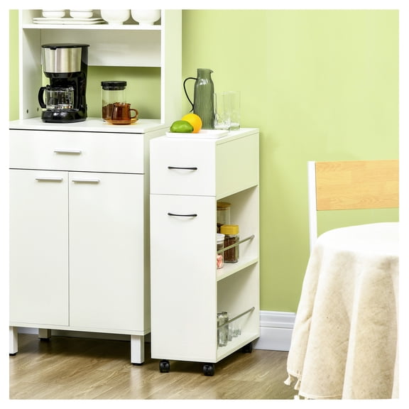 Slim Rolling Kitchen Cart, 3-Tier Narrow Storage Cart on Wheels for Small Spaces, Slide Out Utility Cart for Bathroom, Laundry Room