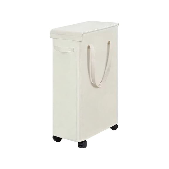 Slim Rolling Laundry Hamper,Laundry Basket With Lid,Foldable Dirty Clothes Bin,Large Capacity Clothes Organizer,Rolling Laundry Cart With Locking Wheels,Reinforced Handles,Narrow Space Storage