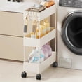 thumbnail image 1 of Slim Rolling Organizer, Space-Saving Bathroom and Laundry Room Slot Cart on Wheels, 25.2 x 15.74 x 4.72 inch, 1 of 6