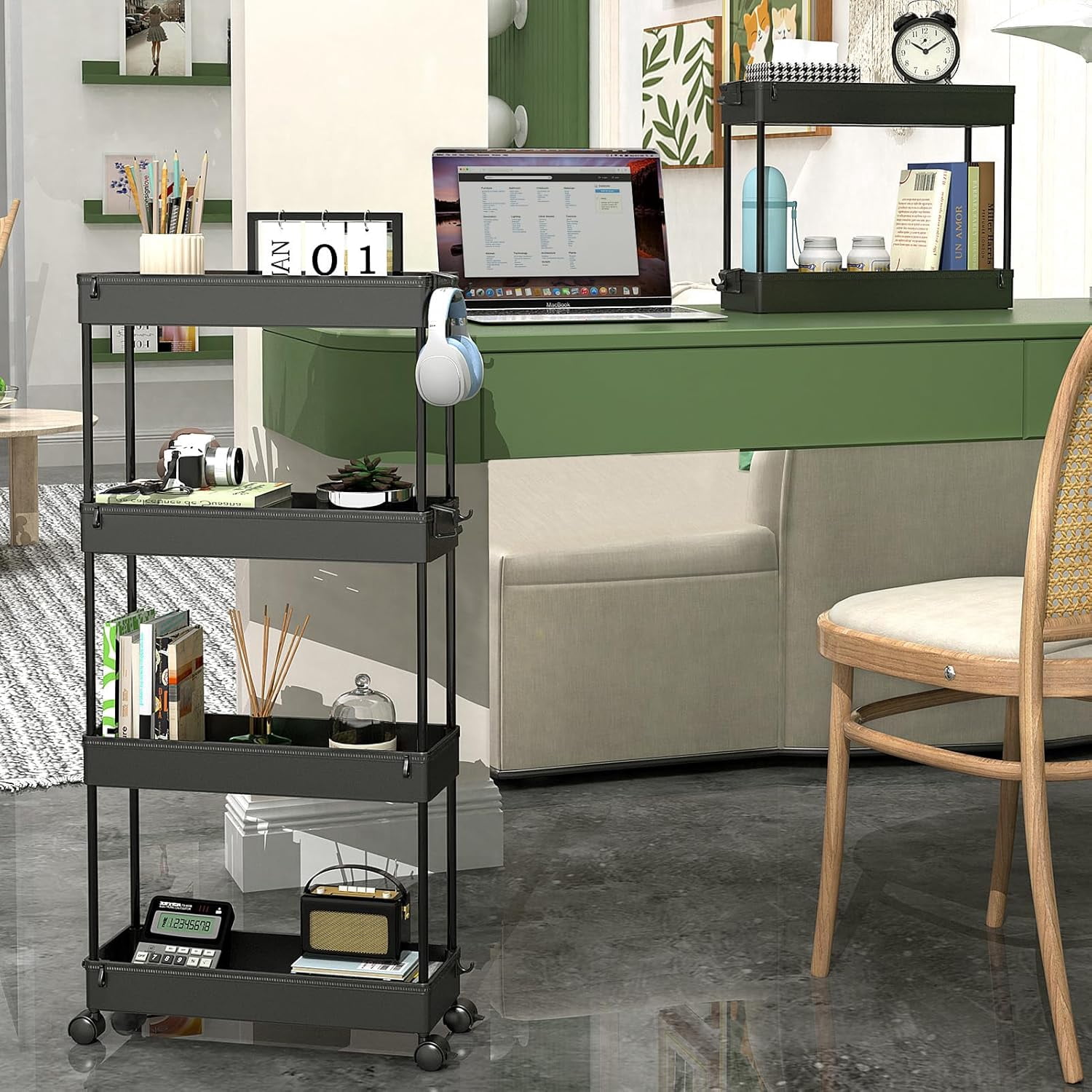 U Cart Storage Racks Slim Rolling Storage Cart 3/4 Tier Organizer Mobile Shelving Unit ...