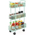 thumbnail image 1 of Oumilen Slim Rolling Storage Cart, 3 Tier Bathroom Organizer, Shelving Utility Cart, Green, 1 of 7