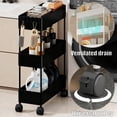 thumbnail image 1 of Slim Rolling Storage Cart | 3-Tier Space Saving Organizer for Bathroom & Laundry Room | Mobile Utility Rack with Wheels | Black or White Plastic Design, 1 of 6