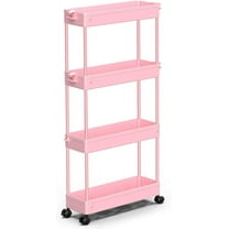 Slim Rolling Storage Cart 4 Tier Bathroom Organizer Utility Cart Mobile Shelving Unit Tower Rack for Kitchen, Laundry Room, Bathroom, Narrow Places, Green