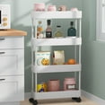 thumbnail image 1 of Slim Rolling Storage Cart 4 Tier Bathroom Storage Organizer Laundry Room Utility Cart Mobile Shelving Unit Multi Purpose For Kitchen Bathroom Narrow Places, 1 of 6