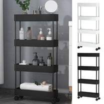 Slim Rolling Storage Cart 4 Tier Bathroom Storage Organizer Laundry Room Utility Cart Mobile Shelving Unit Multi Purpose For Kitchen Bathroom Narrow Places