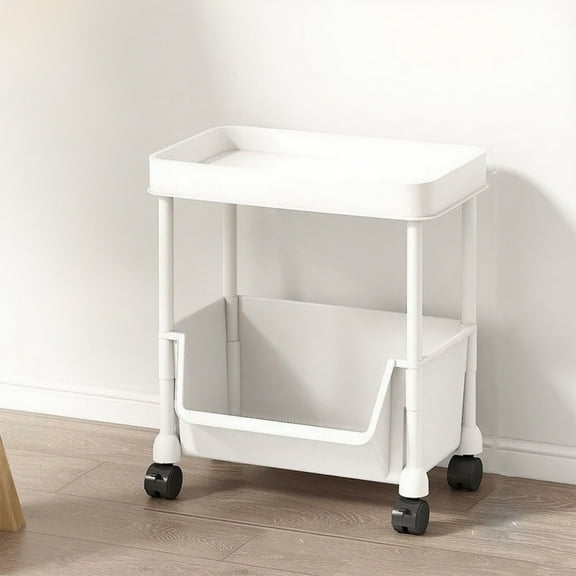 Slim Rolling Storage Cart, Narrow Mobile Shelving Unit Organizer Utility Cart with Wheels, Metal Wire Storage Rack with Baskets for Kitchen, Bathroom, Laundry & Living Room