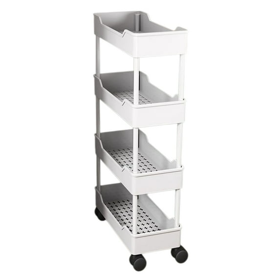 Slim Rolling Storage Cart with Wheels, Plastic Utility Cart Organizer for Toiletries In Bathroom Laundry Room Kitchen Bedside, for Narrow Space(White)