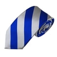 thumbnail image 1 of Slim Royal Blue and Silver College Stripe Woven Tie, 1 of 3
