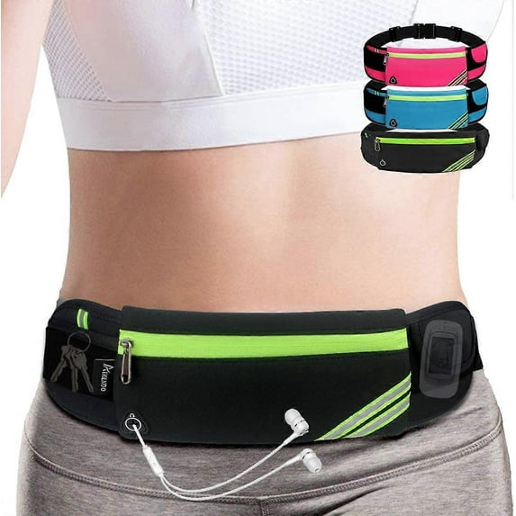 Slim Running Belt Fanny Pack,Waist Pack Bag for Hiking Cycling Workout,Reflective Runners Belt Jogging Pocket Belt Compatible