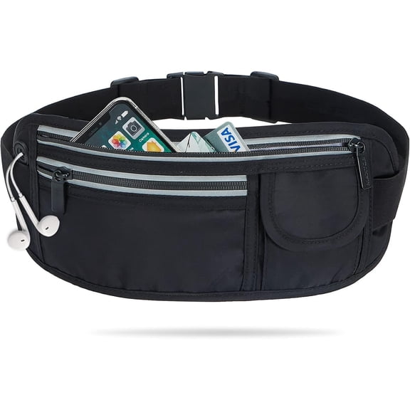 Slim Running Belt Fanny Packs for Women Men, Reflective Pack Phone Holder for Walking Fitness Workout Exercise,Water Resistant Running Travel Belt Bag Jogging Pouch, Gym Accessories for Runner