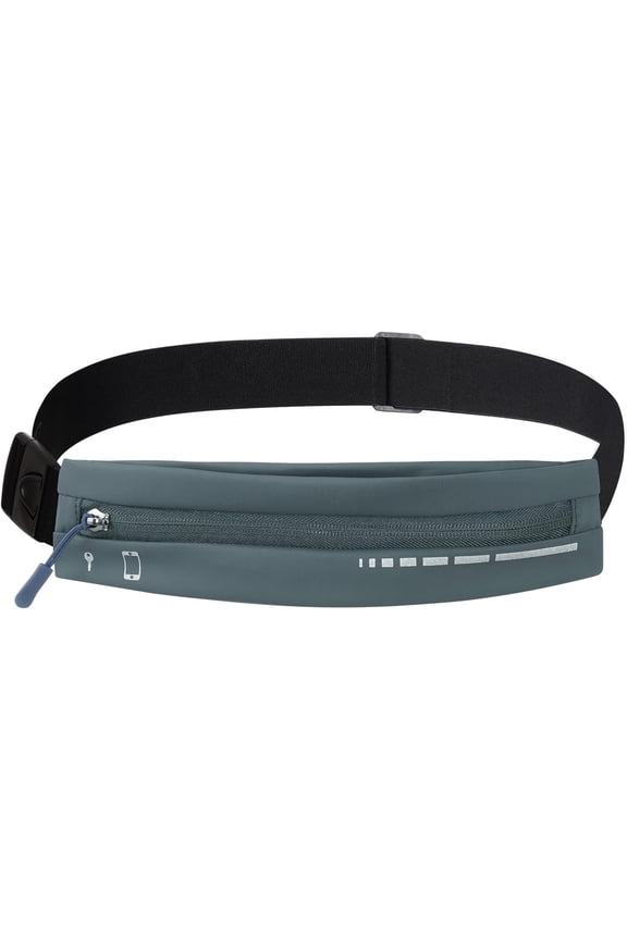 Slim Running Belt for Women Men Water Resiatant Runners Fanny Pack Adjustable Waist Pouch Reflective Phone holder Running Gear Accessories for Sport (Grey)