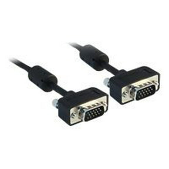 Slim SVGA Cable with Ferrites, Black, HD15 Male, Coaxial Construction, 32 AWG, 10 Foot