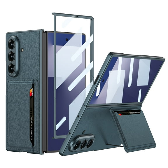 Slim for Samsung Galaxy Z Fold 7 Wallet with Card Holder and Back Flip Kickstand, Built in Screen Protector Thin Protective Cover For Samsung Galaxy Z Fold 7 Phone Case with Card Slot & Stand,Green