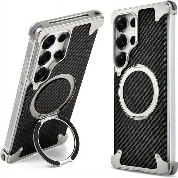 Slim Shockproof Phone Case for Samsung Galaxy S25 Ultra, with 360° Rotating Magnetic Stand, Wireless Charging Compatible, Sleek Design and Full Protection with Premium Drop Resistance