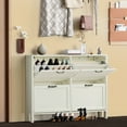 thumbnail image 1 of Slim Shoe Storage Cabinet with Four Flip Drawers, Hidden Shoe Storage, Narrow Cabinet with Doors,White, 1 of 7