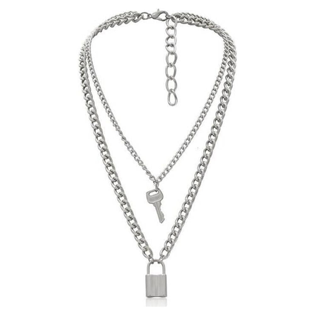 Latest Stylish Multilayer Metal Heart-Lock Chain Pendant for Men & Women