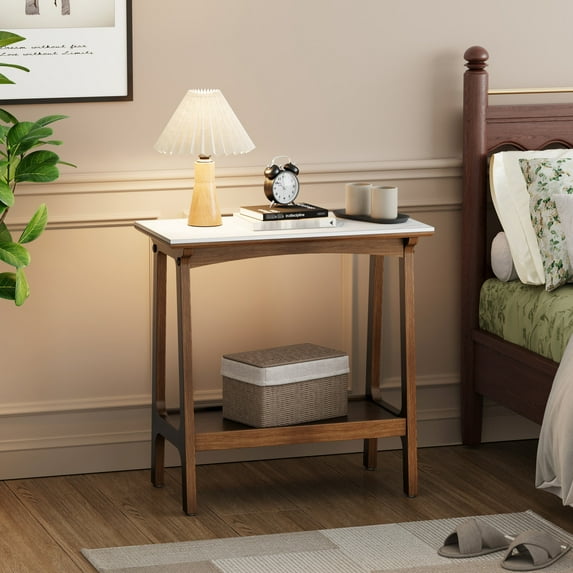 Slim Side Table with Storage / Durable and Space-Saving for Living
