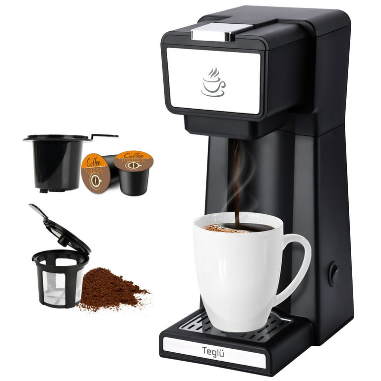 2 in 1 Single Serve Coffee Maker for K Cup Pods & Ground Coffee, Mini K Cup  Coffee Machine with 6 to 14 oz Brew Sizes, Single Cup Coffee Brewer with