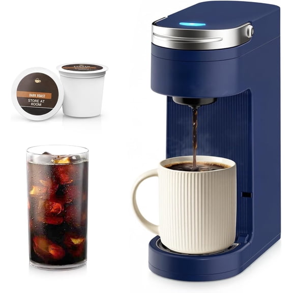 Slim Single Serve Coffee Maker for K Cup Pod, Compact Portable Coffee Machine for Dorm, RV, Office and Travel