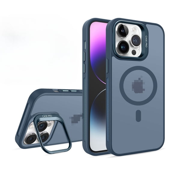 Slim Skin-Feel Matte Magnetic Case for iPhone 14/15/16/17 Plus/Pro/Pro Max, MagSafe Compatible with Lens Stand, Full Body Shockproof Anti-Scratch Protective Cover
