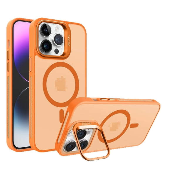 Slim Skin-Feel Matte Magnetic Case for iPhone 14/15/16/17 Plus/Pro/Pro Max, MagSafe Compatible with Lens Stand, Full Body Shockproof Anti-Scratch Protective Cover