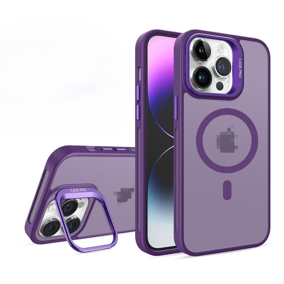 Slim Skin-Feel Matte Magnetic Case for iPhone 14/15/16/17 Plus/Pro/Pro Max, MagSafe Compatible with Lens Stand, Full Body Shockproof Anti-Scratch Protective Cover