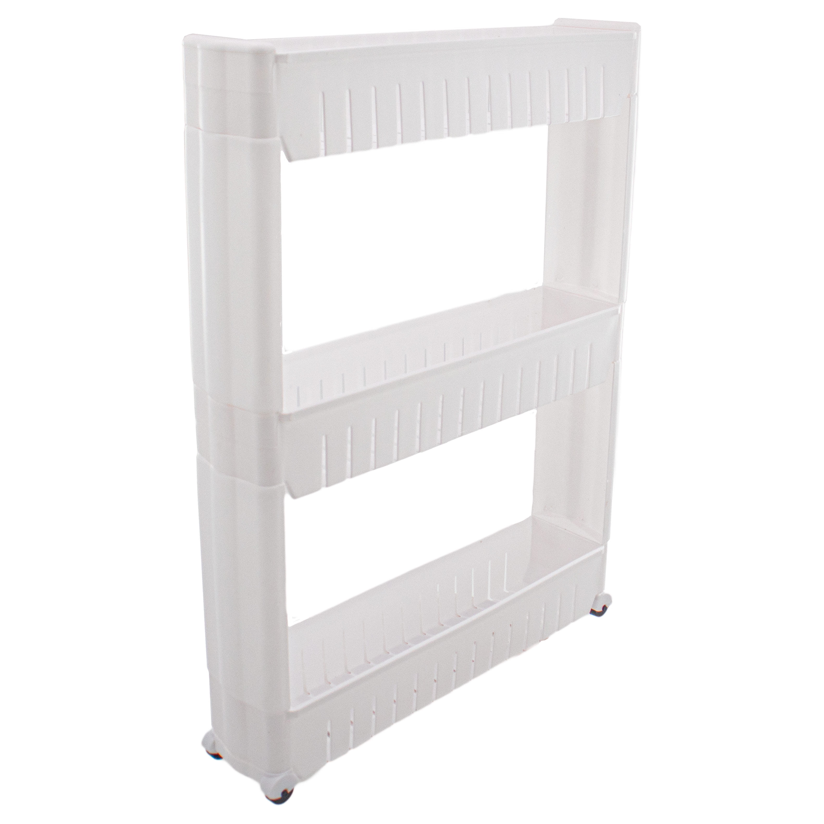 3-Drawer Slim Storage Cart On Wheels – White Plastic Organizer With Clear Drawers