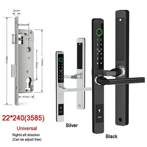 Slim Smart Fingerprint Door Lock With Handles Keyless Entry Door Lock Bluetooth Keypad Card Keyless For 35-120mm Door ,Long Lasting