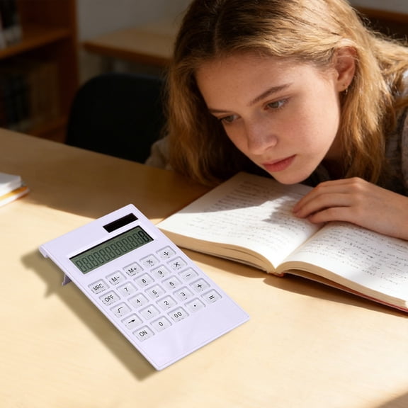 Slim Solar Calculator Large Button Desktop Calculator For School Office Use, Easy Press Keys For Fast Input, Solar Battery Dual Power For Long Use Students Office Study Use